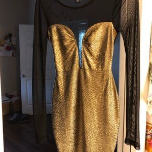 Forever 21 gold metallic mesh bodycon dress